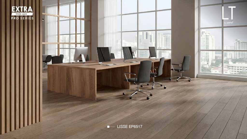 LT by COTTO, EXTRA Click Lock PRO SERIES, วัสดุปูพื้น, พื้นลายไม้, SPC, Stone Plastic Composite, Click Lock, LT Studio, COTTO LiFE, สำนักงาน, ออฟฟิศ, คาเฟ่, ร้านอาหาร, พื้นที่เชิงพาณิชย์ขนาดเล็ก, เจ้าของธุรกิจ, ผู้ประกอบการ, SMEs, LISSE EP6517